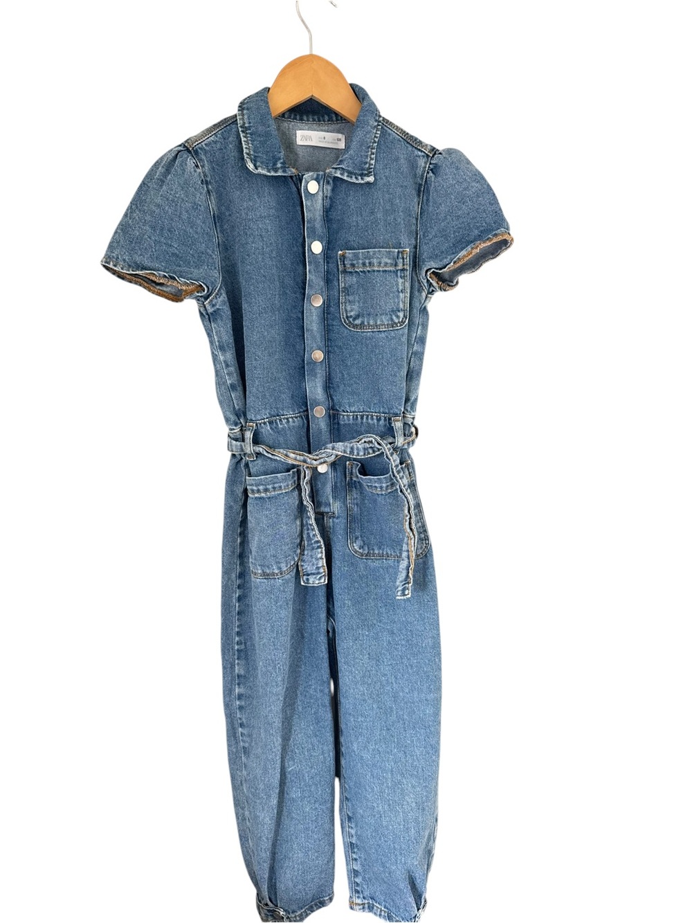 Zara Blue Denim Kids Jumpsuit Romper Size 8